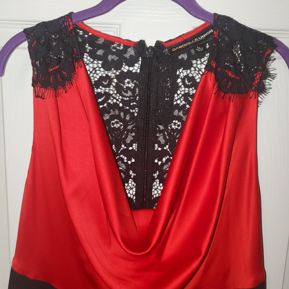 NY & Co, black and red lace backing dress (Gabrielle Union) ~ Size Large
